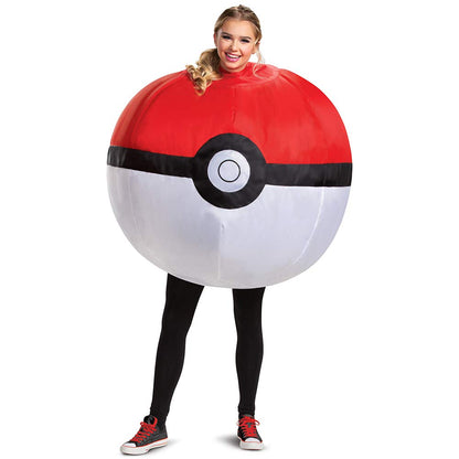 Disfraz de Pokemon Poke, Rojo y Blanco, Talla Adulto, Rojo y Blanco, AduLarge Alto Talla