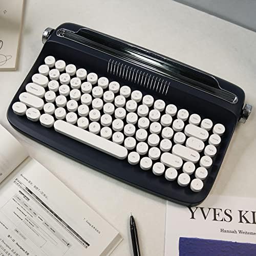 YUNZII ACTTO B303 Teclado inalámbrico, Teclado Retro Bluetooth para máquina de Escribir con Soporte Integrado para múltiples Dispositivos (inglés, Medianoche)