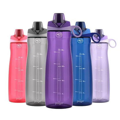 Pogo botella de agua con tapa deslizable, de plástico sin BPA, 40 oz (1182.9ml)