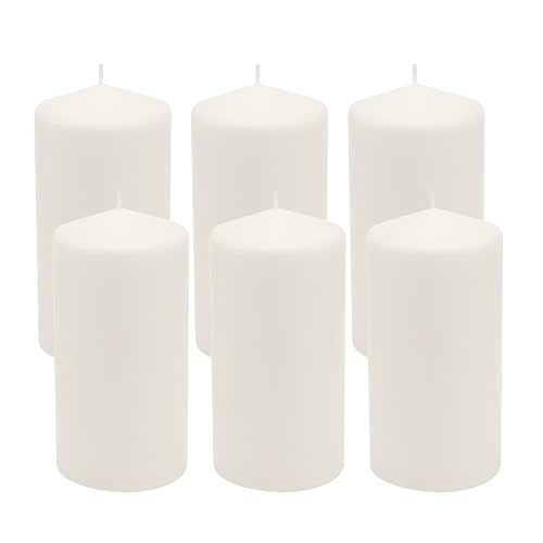 Stonebriar - Velas altas blancas sin perfume, pilares de vela de 65 horas, perfectas para decoración, bodas, emergencias, 3 x 6 pulgadas, 6 unidades