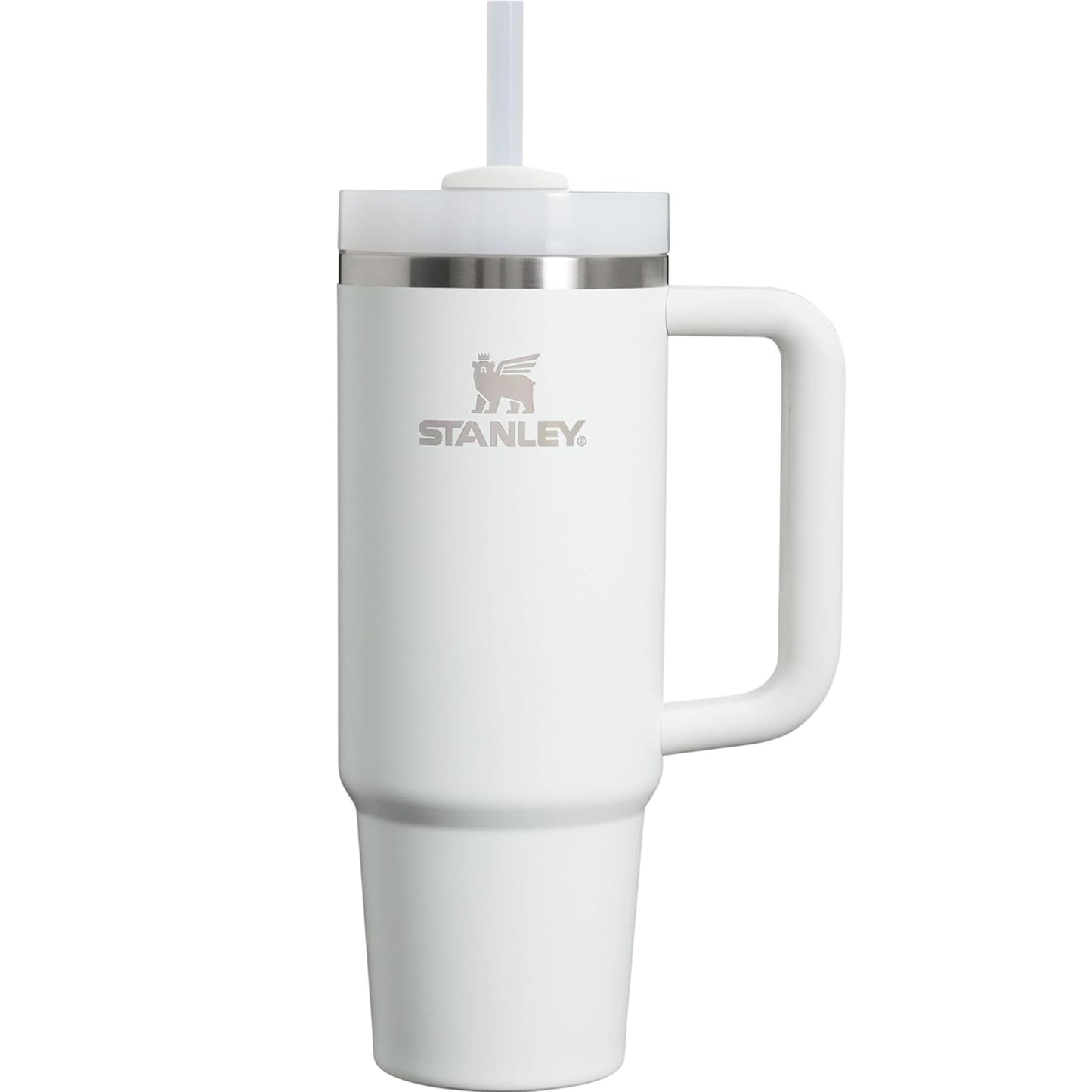 STANLEY - Vaso con asa y pajita de 30 onzas, tapa Flowstate de 3 posiciones, compatible para viajes, vaso de acero inoxidable aislado, sin BPA, escarcha