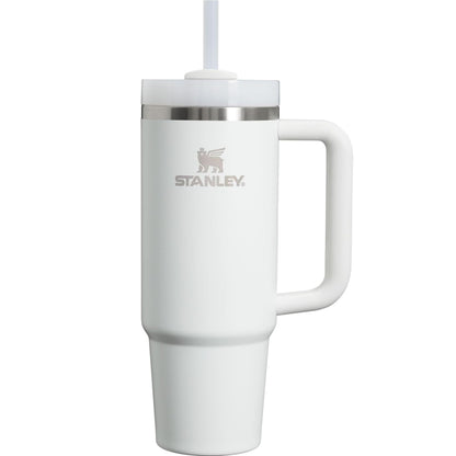 STANLEY - Vaso con asa y pajita de 30 onzas, tapa Flowstate de 3 posiciones, compatible para viajes, vaso de acero inoxidable aislado, sin BPA, escarcha