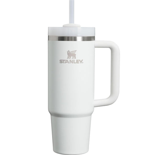 STANLEY - Vaso con asa y pajita de 30 onzas, tapa Flowstate de 3 posiciones, compatible para viajes, vaso de acero inoxidable aislado, sin BPA, escarcha