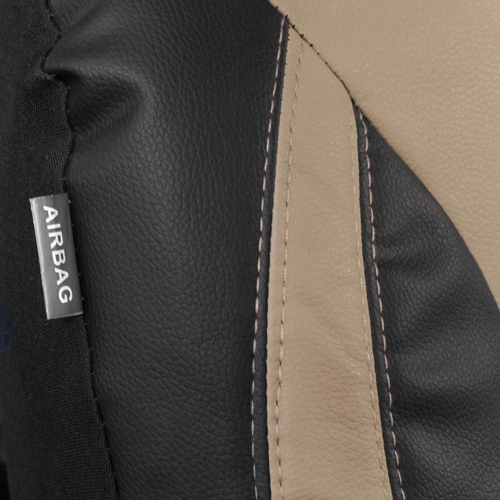 Motor Trend M424 Beige Synth Leather Snake Eyes Performance Seat Covers for Car Truck Van SUV