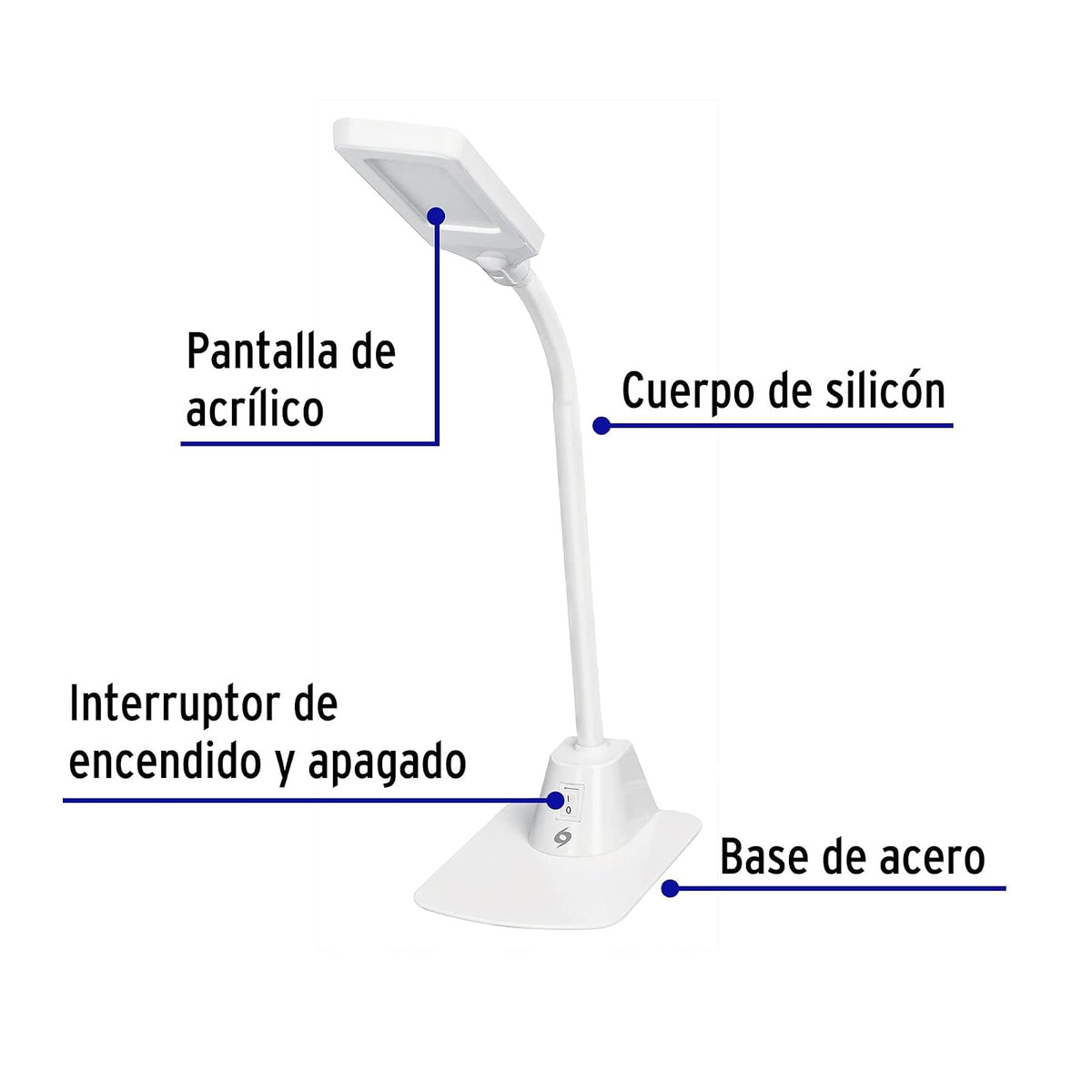 Volteck Lait LES-100L, Lámpara de LED 5W cuello flexible para escritorio