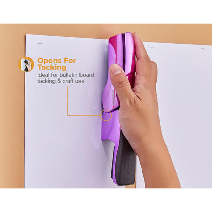 Bostitch Office - Grapadora de 40 hojas, tamaño pequeño, cabe en la palma de tu mano; morado metálico