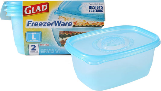 Gladware - Contenedores de almacenamiento de alimentos, grandes, rectangulares para uso diario, recipientes de almacenamiento de alimentos seguros para congelador, soporta hasta 64 onzas de alimentos,