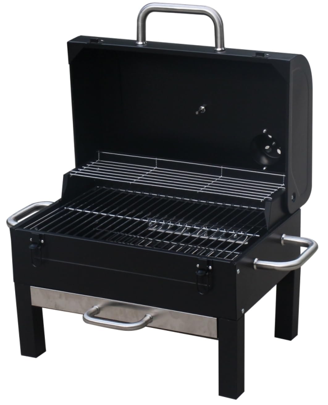GasOne - Parrilla portátil para barbacoa de mesa, 18 pulgadas, 2 niveles, asas laterales y tapa, parrilla compacta de carbón para picnic y portón trasero