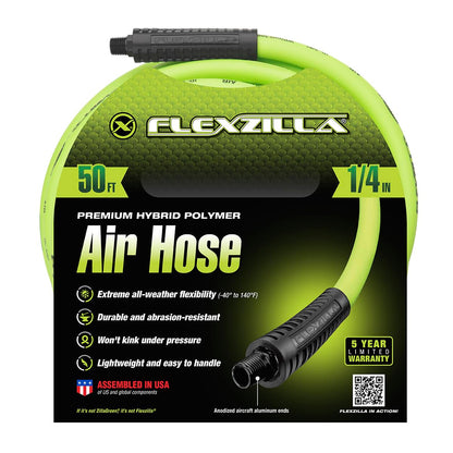 Flexzilla HFZ1450YW2 Manguera de Aire Híbrida 1/4 Pulgada x 50 Pies con Extremos MNPT 1/4 Pulgada Amarillo