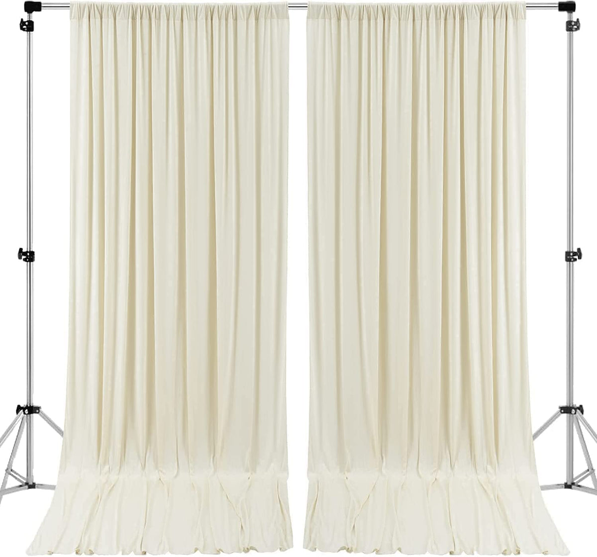 AK TRADING CO. Cortinas de poliéster de 10 pies x 8 pies, Paneles de Cortinas con Bolsillos para Varillas, decoración de Ventanas para el hogar, Ceremonia de Boda, Fiesta, Color Marfil (DRAPE-5X8-IVO