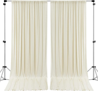 AK TRADING CO. Cortinas de poliéster de 10 pies x 8 pies, Paneles de Cortinas con Bolsillos para Varillas, decoración de Ventanas para el hogar, Ceremonia de Boda, Fiesta, Color Marfil (DRAPE-5X8-IVO
