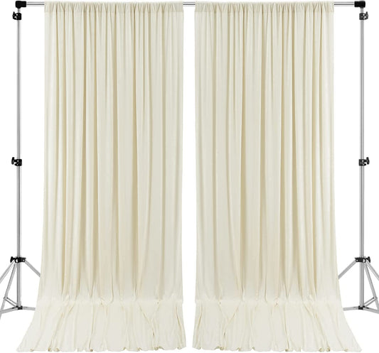 AK TRADING CO. Cortinas de poliéster de 10 pies x 8 pies, Paneles de Cortinas con Bolsillos para Varillas, decoración de Ventanas para el hogar, Ceremonia de Boda, Fiesta, Color Marfil (DRAPE-5X8-IVO