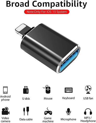PAINICA Adaptador Lightning Macho a USB 3.0 Hembra OTG Cable [Certificado Apple MFi] USB OTG convertidor de sincronización de Datos para iPhone/iPad/iPod