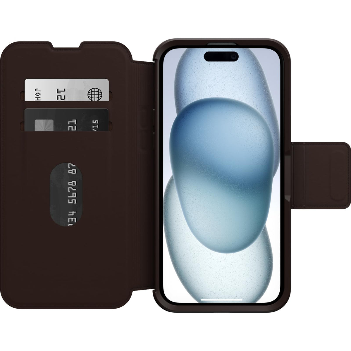 OtterBox - Funda Tipo portafolios para iPhone 15 Plus y iPhone 14 Plus Strada - Espresso (café), Soporte para Tarjetas, se Ajusta a MagSafe, Piel auténtica, Bolsillo y Funda Tipo Folio