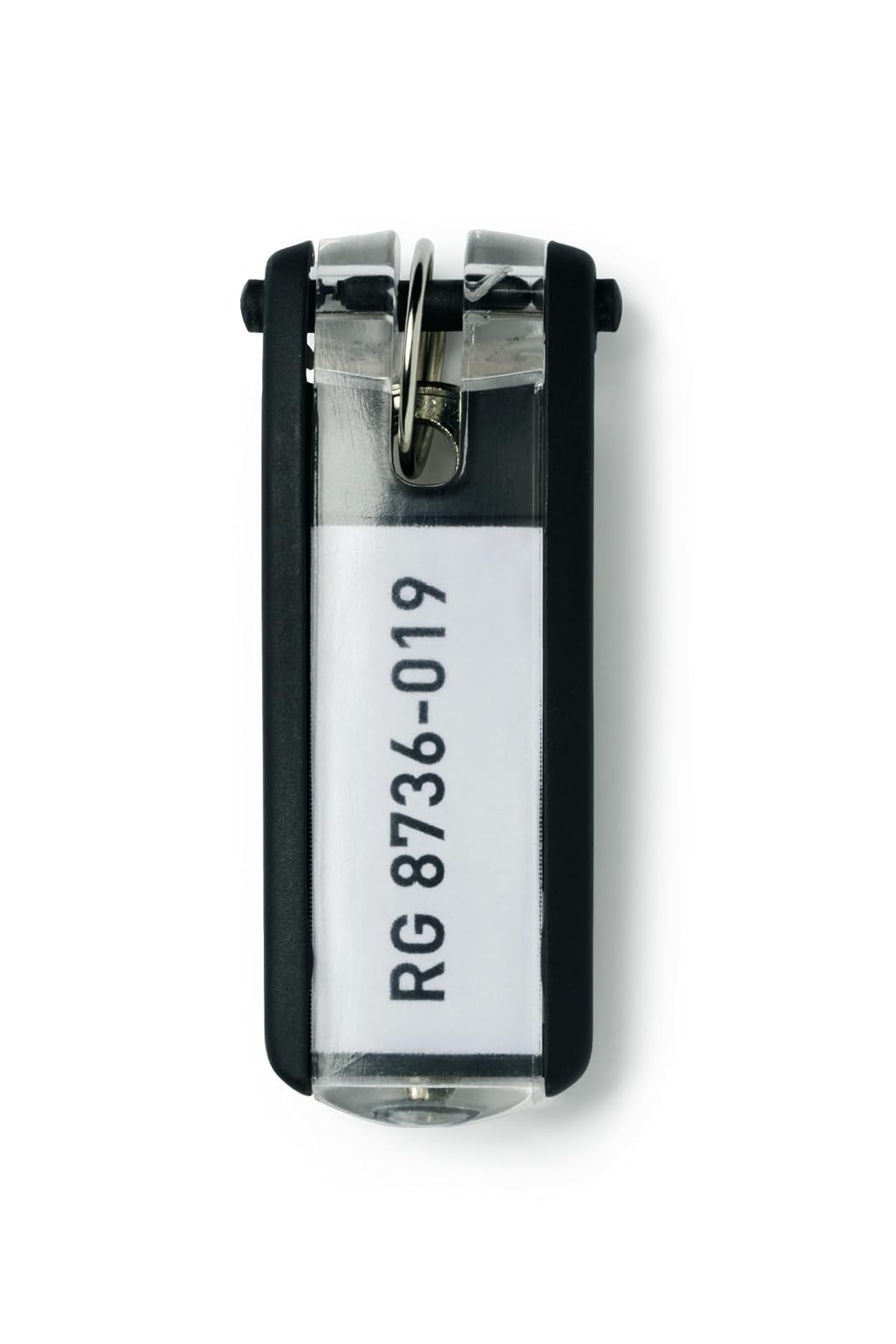 Durable 195701 - Pack de 6 llaveros de plástico con etiqueta siempre visible, color negro - Negro - Paquete 6