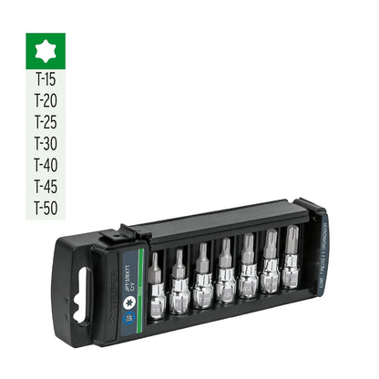 Truper JPT-3/8X7T, Juego de 7 dados punta torx, cuadro 3/8"