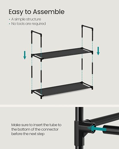 SONGMICS - Estante para Zapatos de 10 Niveles, Organizador de Almacenamiento de Zapatos, 11 x 32.7 x 68 Pulgadas, Marco de Metal, estantes de Tela no Tejida, para Entrada, recámara, Color Negro
