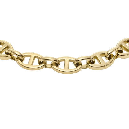 Pulsera Fossil Modelo: JF04759710 Heritage de acero inoxidable en color dorado para dama