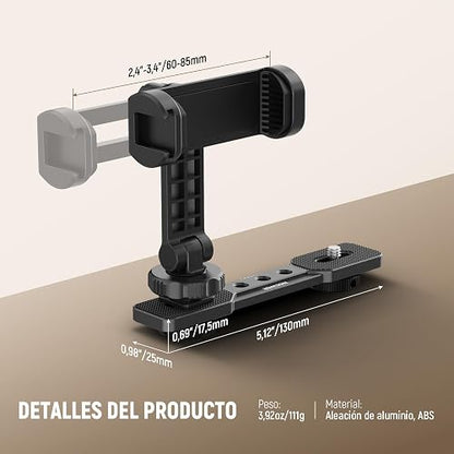 NEEWER Soporte para Teléfono Compatible con dji Osmo Pocket 4 3 Xtra Muse | Compatible con Insta360 Luna Ultra DJI Osmo 360, Soporte Móvil de Expansión de Accesorios, Rosca de 1/4" para Trípode, AC021