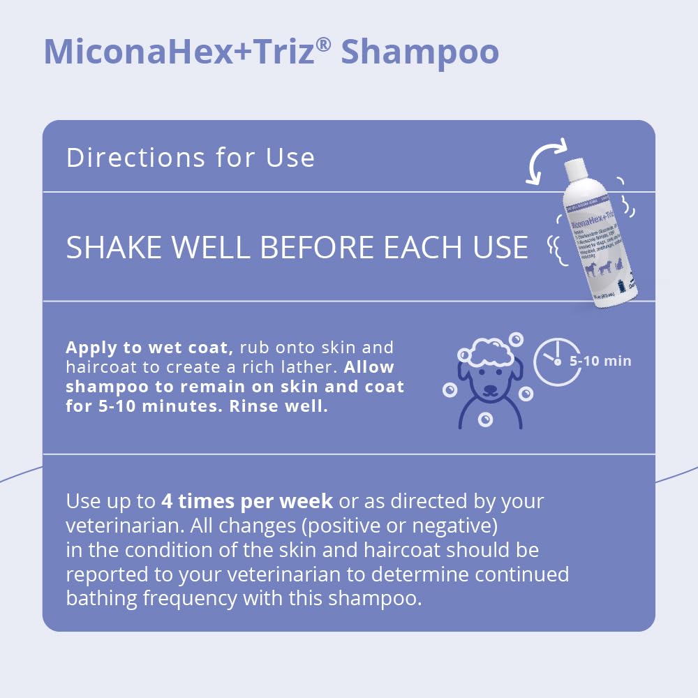 MiconaHex+TrizÂ Champú para Perros, Gatos y Caballos, 16 oz