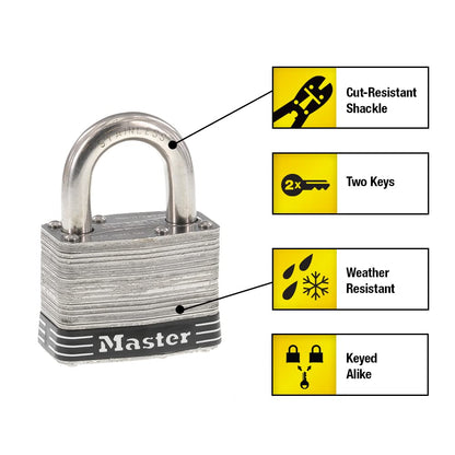 Master Lock 5SST - Candado de acero inoxidable con llave, 2 unidades