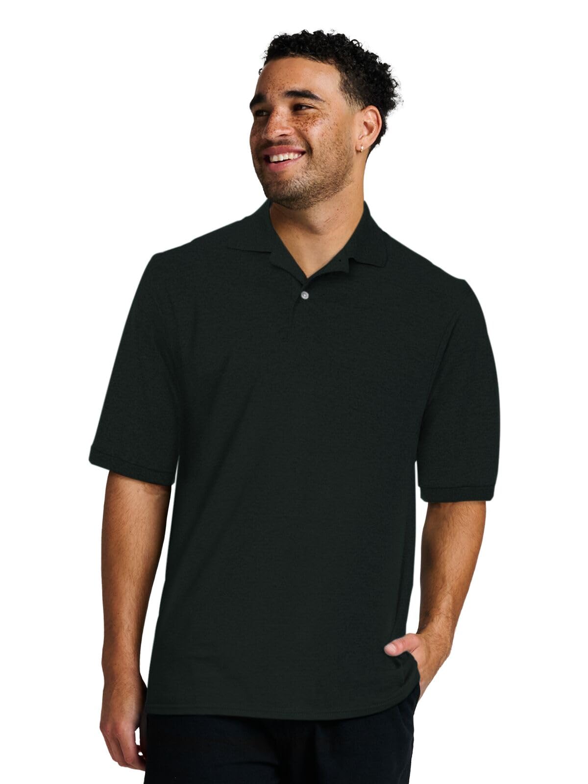 Jerzees 437MSR - Spotshield 50/50 Sport Shirt - 4XL - Negro - Dri-power