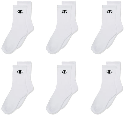 Champion Calcetines Deportivos para Niño, Paquete de 6 - 7-9 - Crew - Blanco