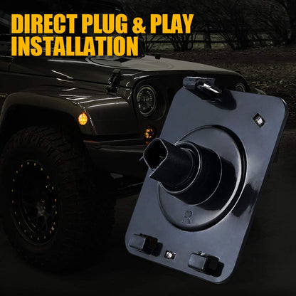 Xprite Luces para Loderas Cuartos Laterales LED Ambar Amarillo con lente Ahumado para 2007-2017 Jeep Wrangler