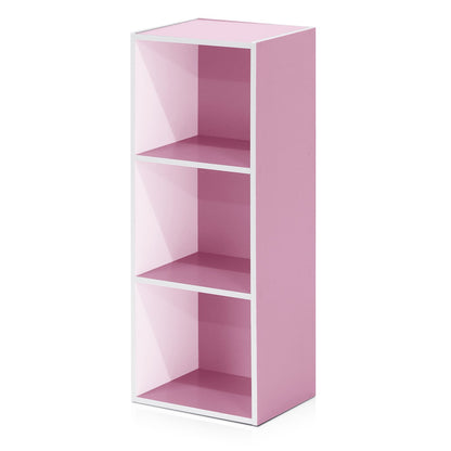 Furinno Estante Organizador Reversible de Cubos, Placa de Partículas, Blanco - Blanco - Rosa - 3-Tier Cube