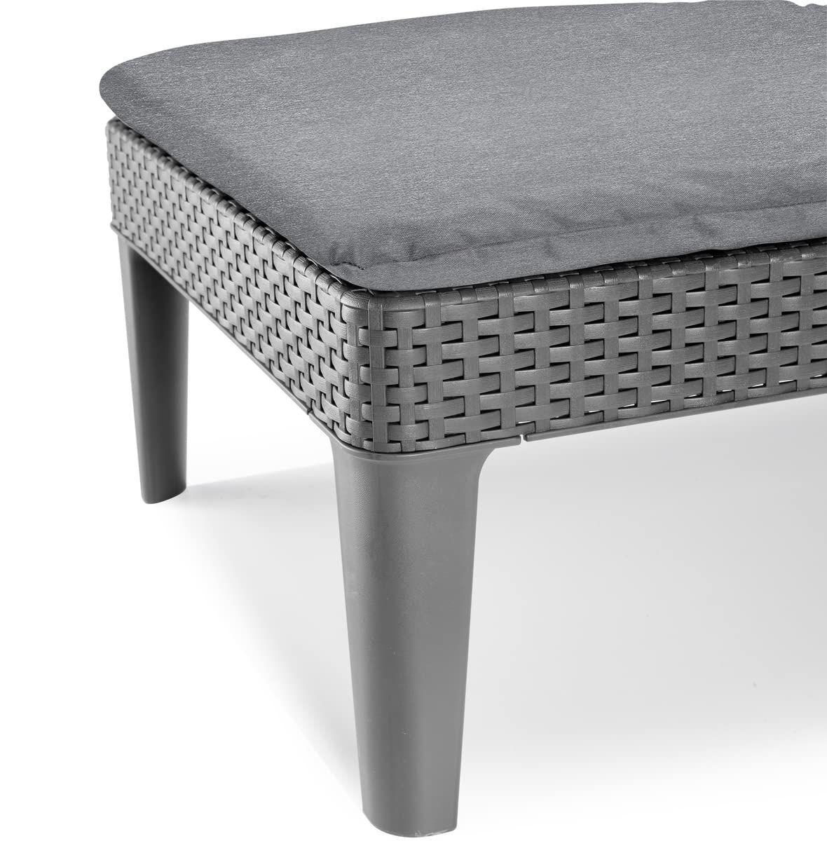 Keter Camastro Jaipur con Cojin, Ratán Sintético, Reclinable, Diseño Ergonómico Y Resistente A La Intemperie, para Jardín, Terraza O Piscina