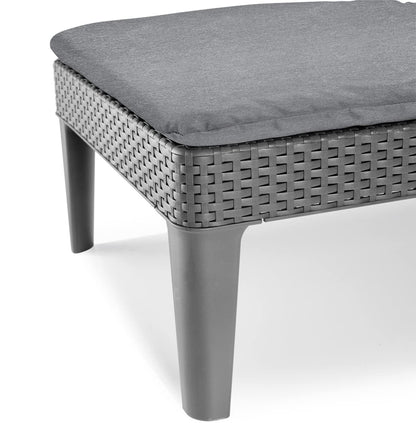 Keter Camastro Jaipur con Cojin, Ratán Sintético, Reclinable, Diseño Ergonómico Y Resistente A La Intemperie, para Jardín, Terraza O Piscina