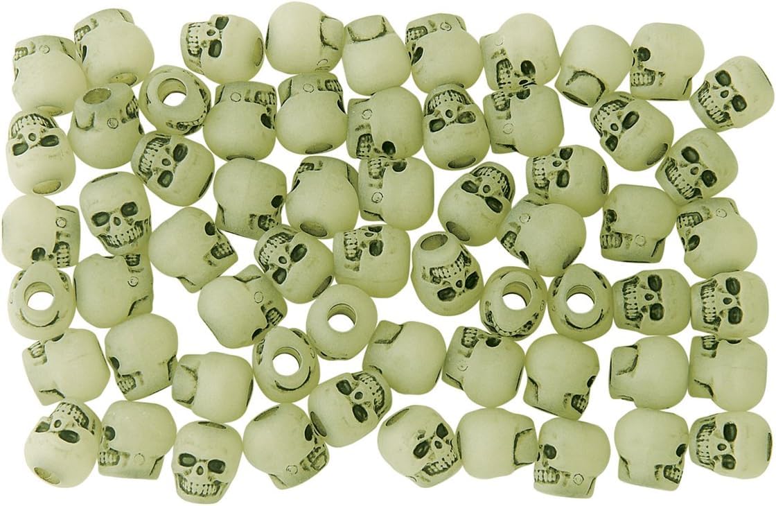 The Beadery 1180SV097A - Bolsa de abalorio de calavera que brillan en la oscuridad, 1180SV097A