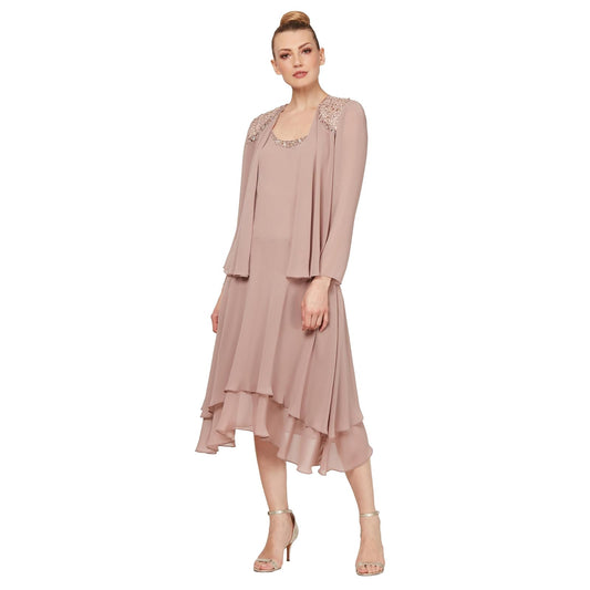 S.L. Fashions Vestido de chifón Adornado Vestido para Ocaciones Especiales para Mujer