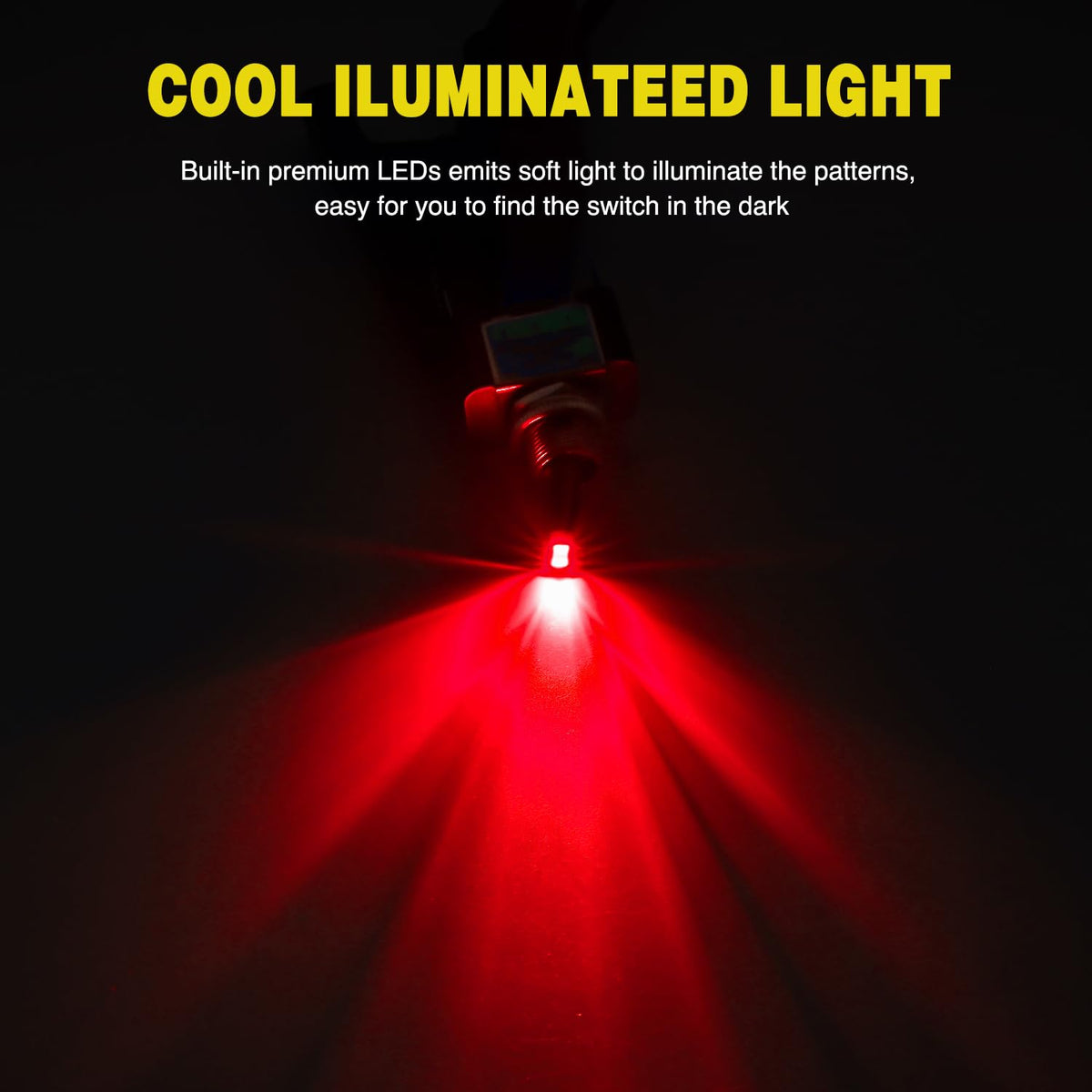Nilight - Interruptor de palanca LED, 5 unidades, 12 V, 30 A, interruptor de metal con iluminación LED rojo, resistente SPST, 3 pines, orificio de montaje de 12 mm, orificio de montaje para