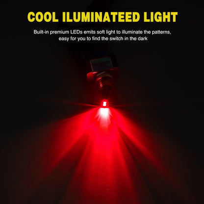 Nilight - Interruptor de palanca LED, 5 unidades, 12 V, 30 A, interruptor de metal con iluminación LED rojo, resistente SPST, 3 pines, orificio de montaje de 12 mm, orificio de montaje para