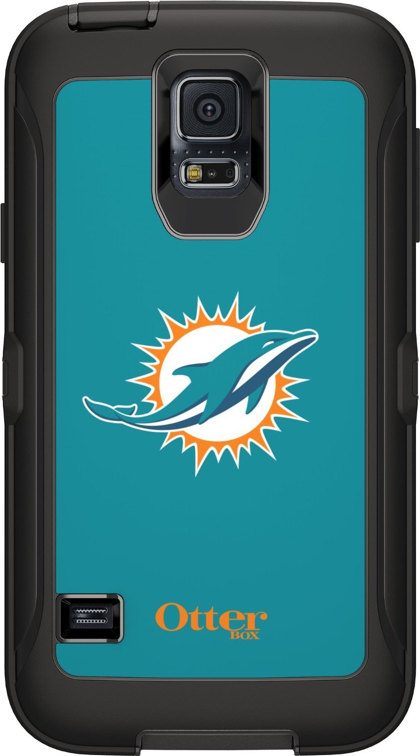 OtterBox Funda para Samsung Galaxy S5 con Logo NFL - Samsung Galaxy S5 - NFL DOLPHINS (BLACK W - MIAMI DOLPHINS NFL LOGO) - empaque estándar