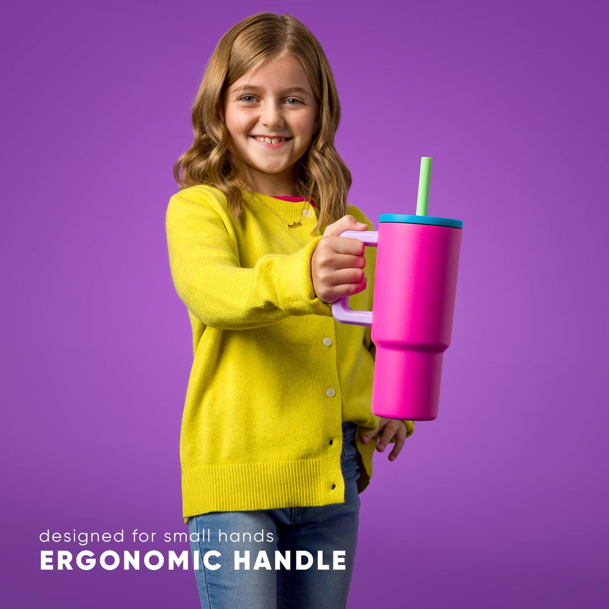 Simple Modern Vaso para Niños con Asa y Tapa con Popote de Silicona | A Prueba de Derrames y Resistente a Fugas | Botella de Acero Inoxidable Reutilizable | Trek Colección| 710ml | Ocean Water