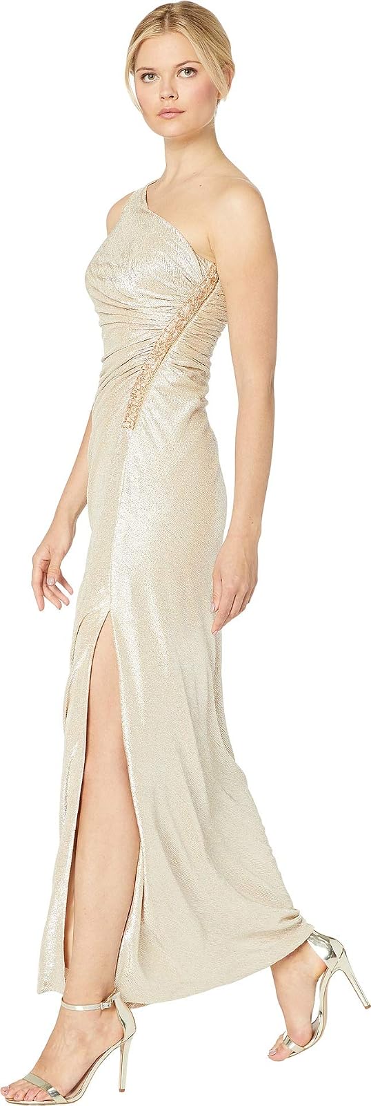 Calvin Klein Vestido Fruncido con un Hombro Descubierto Vestido Mujer