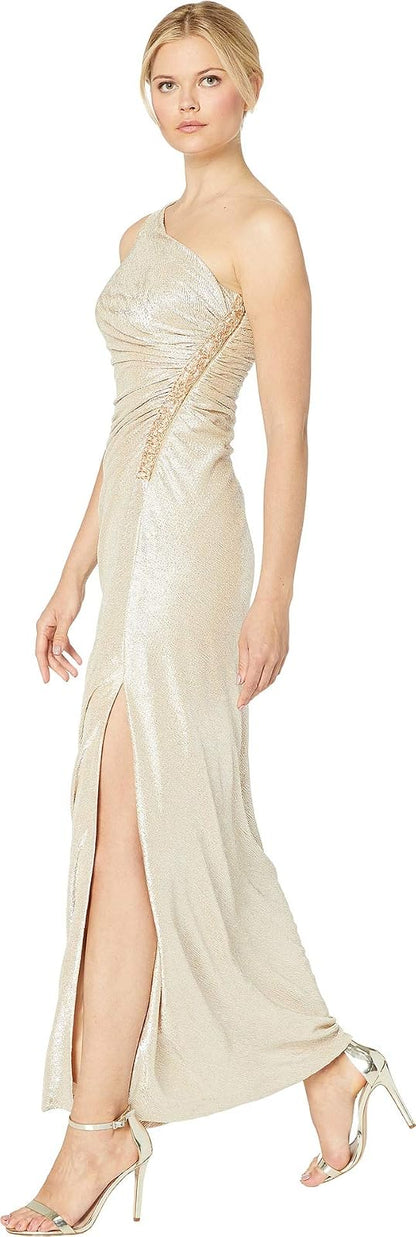 Calvin Klein Vestido Fruncido con un Hombro Descubierto Vestido Mujer