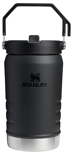 Stanley IceFlow 2.0 - Jarra de Paja abatible con asa de 40 onzas, Tapa giratoria y Popote abatible, a Prueba de Fugas para Viajes y Deportes, Acero Inoxidable Aislado, sin BPA, Negro 2.0
