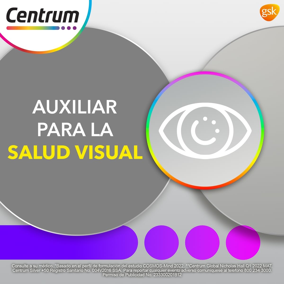 Centrum Multivitamínico Silver +50 con Magnesio, Vitamina C, Calcio, Potasio y Zinc, 100 Tabletas