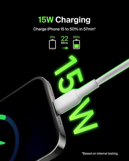 Belkin BoostCharge - Cable USB-C (1 M/3.3 pies), cable USB-C a USB-A, cable USB tipo C para iPhone 15 Series, Samsung Galaxy S23, S23+, Note20, Pixel 6, Pixel 7, iPad Pro