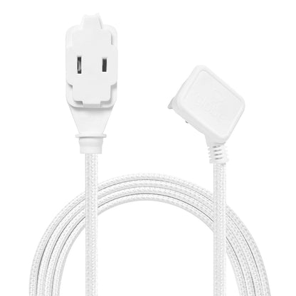 Globe Electric Cable de Extensión de Tela 2.74 m, 3 Salidas - Blanco y plateado