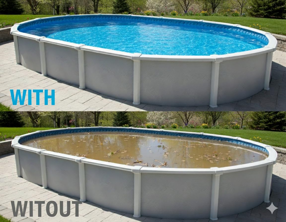 Cubierta de invierno para piscina, cubierta de invierno de 8 x 12 pies, ovalada, azul sólido, incluye cabrestante y cable para una fácil instalación, resistencia y durabilidad superiores, tratada para