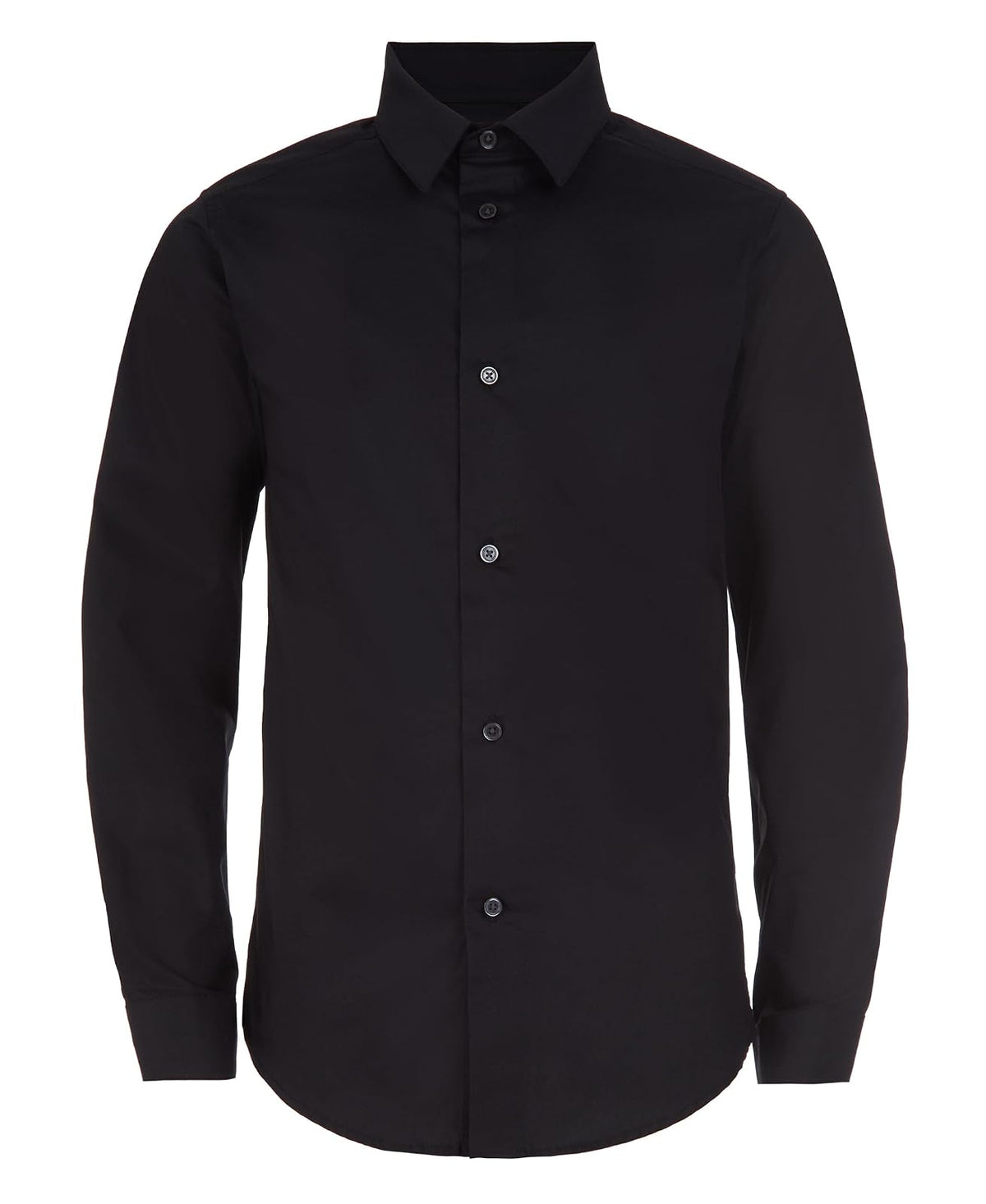 Calvin Klein Camisa de Vestir Manga Larga Ajustada para Niño - Negro - - 16