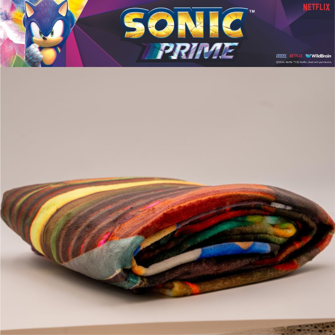 Sonic The Hedgehog Prime Anime Bedding - Manta de Seda súper Suave, 46 x 60 Pulgadas, (Producto con Licencia Oficial)
