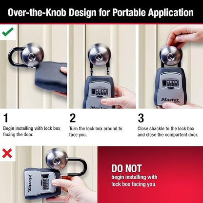 Master Lock Caja de seguridad, pon tu propia combinación, capacidad para 5 llaves, Talla portable, 5 Key Capacity, Negro