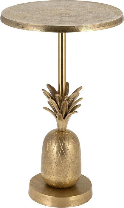 Sagebrook Home Mesa Decorativa Pineapple Mesa Auxiliar de Metal y Aluminio con diseño Tropical Mesa Auxiliar Moderna para Sala de Estar Dormitorio u Oficina 15 x 15 x 24 Pulgadas Dorada