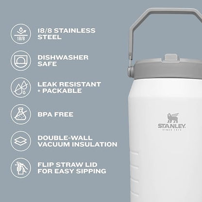 Stanley IceFlow 2.0 - Jarra de Paja abatible con asa de 40 onzas, Tapa giratoria y Popote abatible, a Prueba de Fugas para Viajes y Deportes, Acero Inoxidable Aislado, sin BPA, Negro 2.0