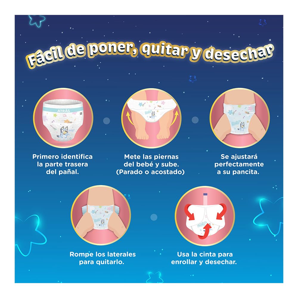 KleenBebé Movilastic Bluey Pañal Desechable para bebé, Talla Jumbo Unisex, Paquete con 40 Piezas, Ideal para Bebés de 11 a 14 kg